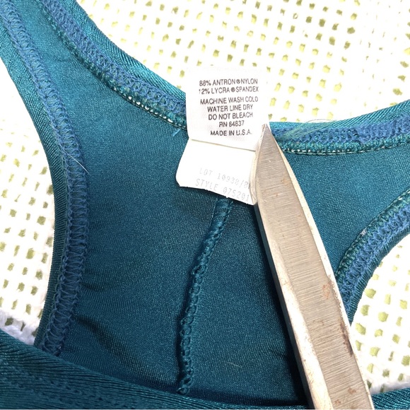 Rare Vintage The Body Co racerback green blue athletic romper jumpsuit - Picture 7 of 9